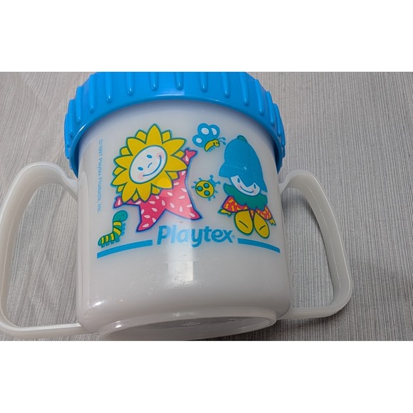Playtex Other - Playtex Vintage 1997 Spill Proof Sippy Cup White Blue Pink Plastic Retro Baby